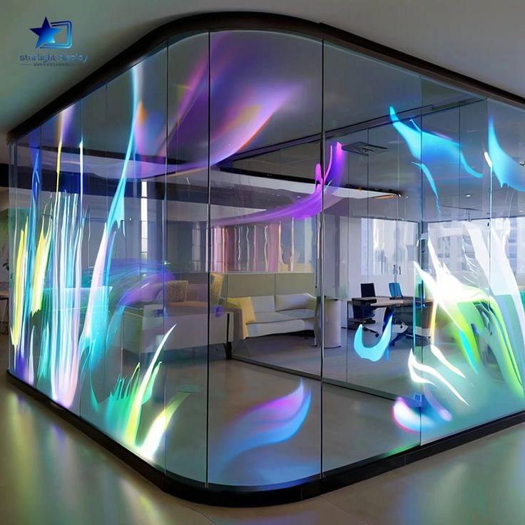 Freestanding indoor LED totem display in a shopping mall